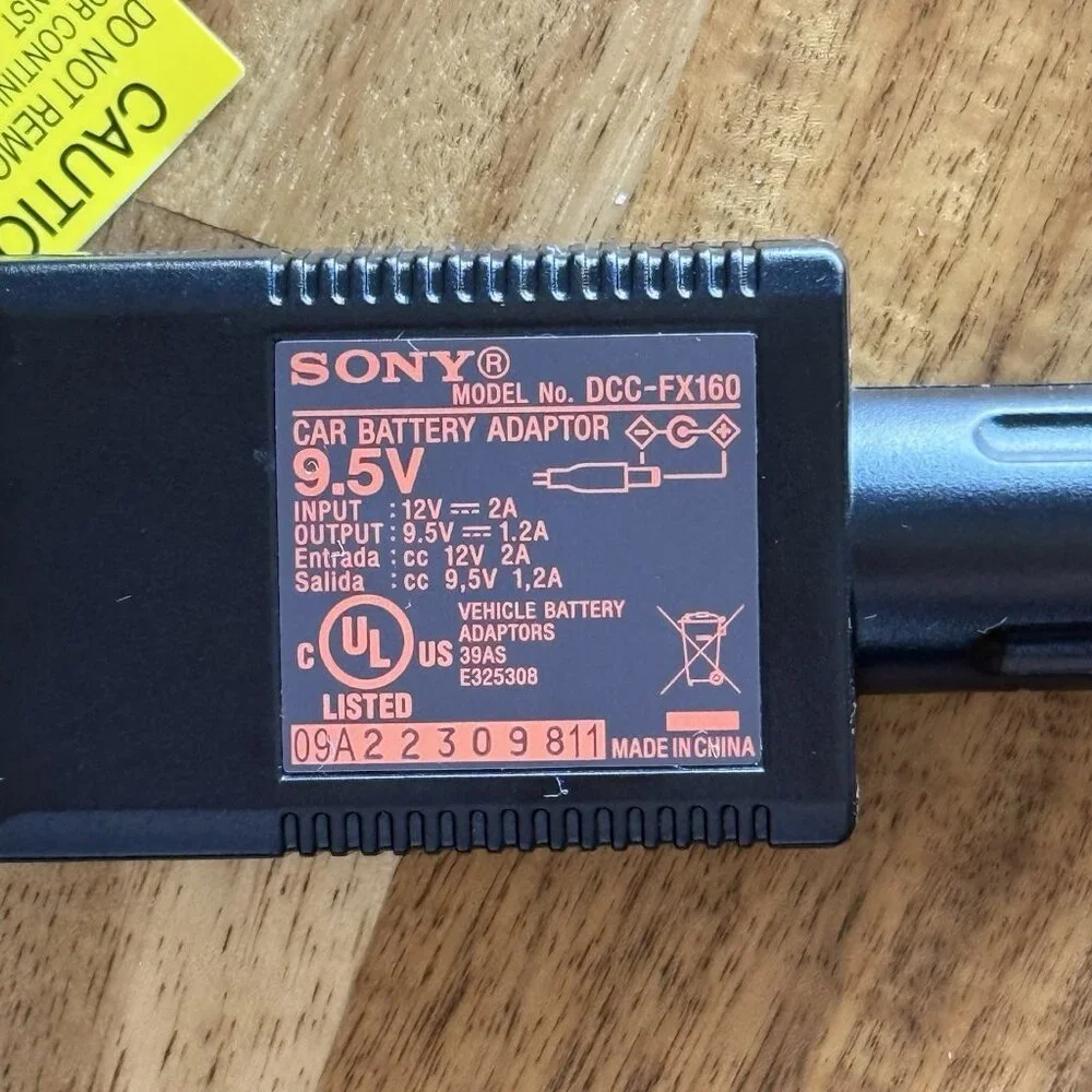 Genuine Sony 9.5V‎ Car Battery Adapter Charger Model DCC-FX160-NEW OEM Authentic